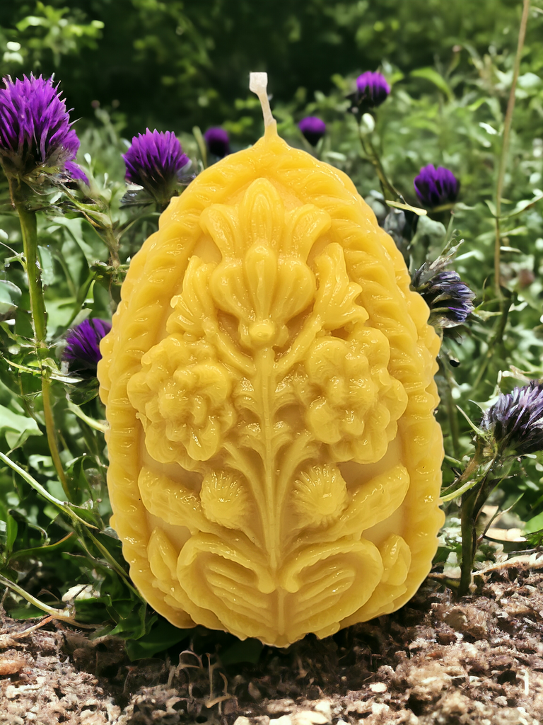 Carved Thistle Egg Candle