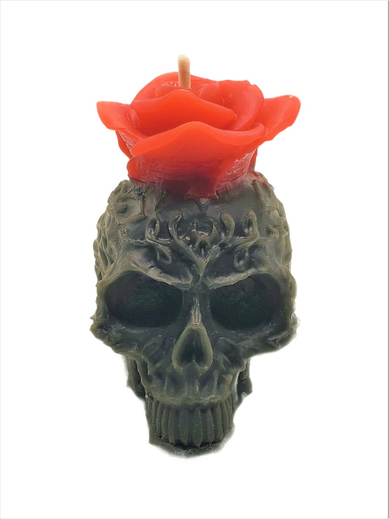 Rose and Skull Candle