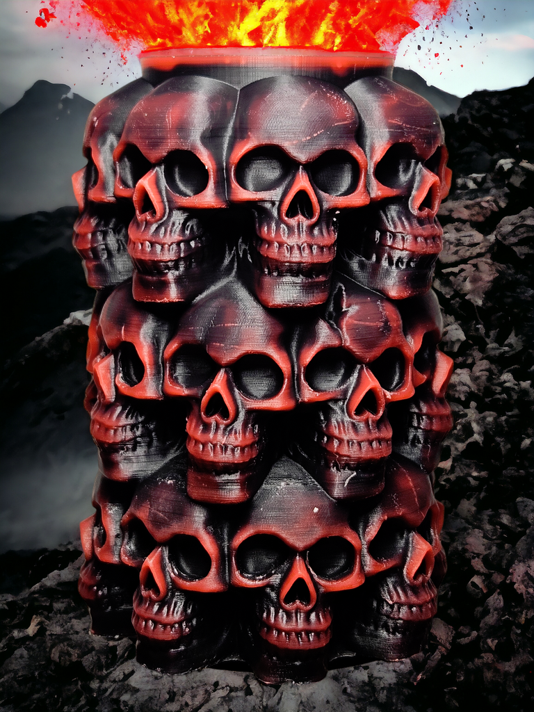 [CAND-LSP-BLK] Large Skulls Pillar Candle (Black)
