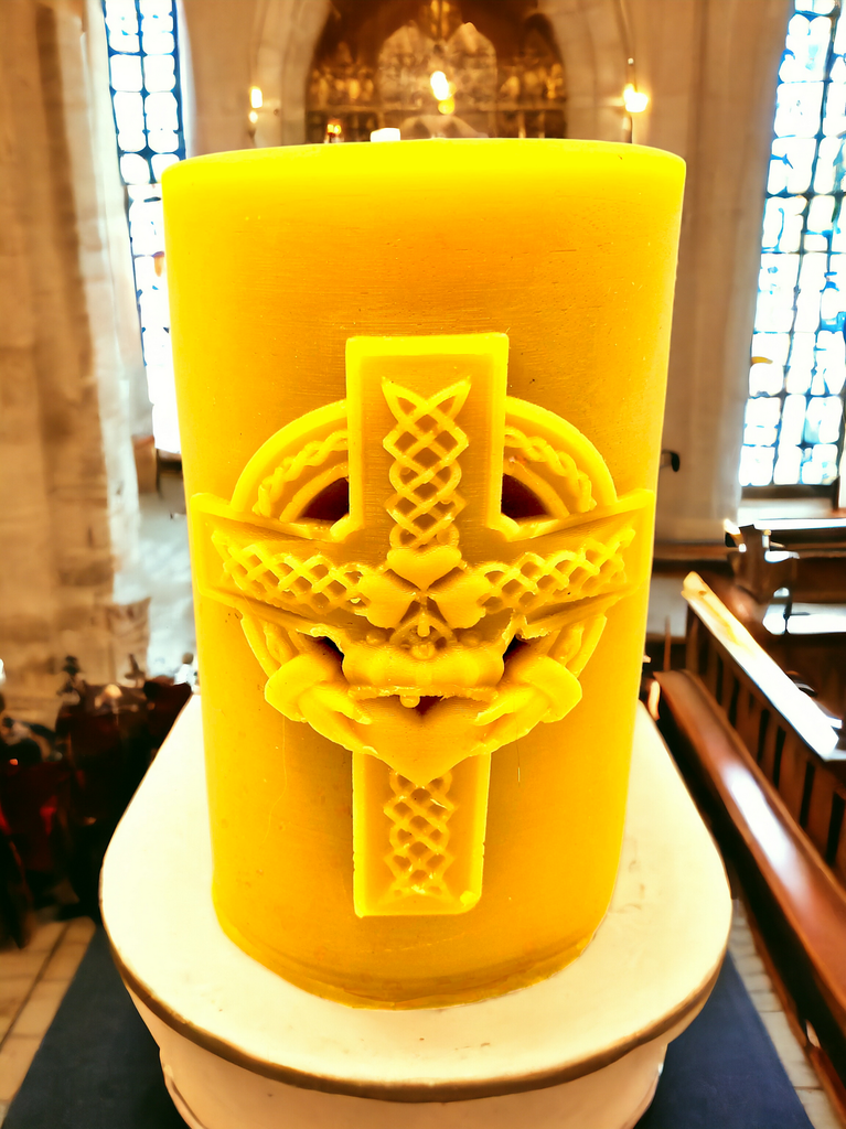 [CAND-CCX-NAT] Celtic Cross Pillar Candle (Natural)