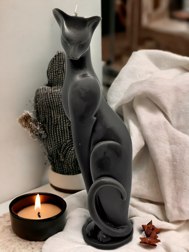[CAND-SBCAT-LRG] Sleek Black Cat Candle